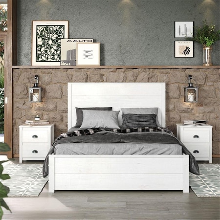 Daphnes Dinnette Hampton Solid Wood Bed Coastal White - King Size DA3366772